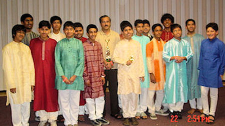 Satish Tare and his students with the trophies at OSAAT competition