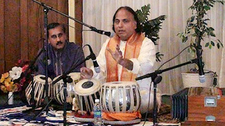 Pandit Suresh Talwalkar giving his valuable guidance to students in a workshop